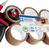 DECO EXPRESS Packaging Tape Dispenser Gun and 6 Rolls Parcel Tape Strong Brown Fragile Clear Heavy Duty for Packing Boxes Moving House Essentials (Dispenser Mixed, 1 Pack) - Get Trend