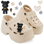 CityComfort Clogs for Women Platform Heeled Clogs Removable Charms Slip On Garden Mule Indoor Outdoor Holiday Essentials - Get Trend