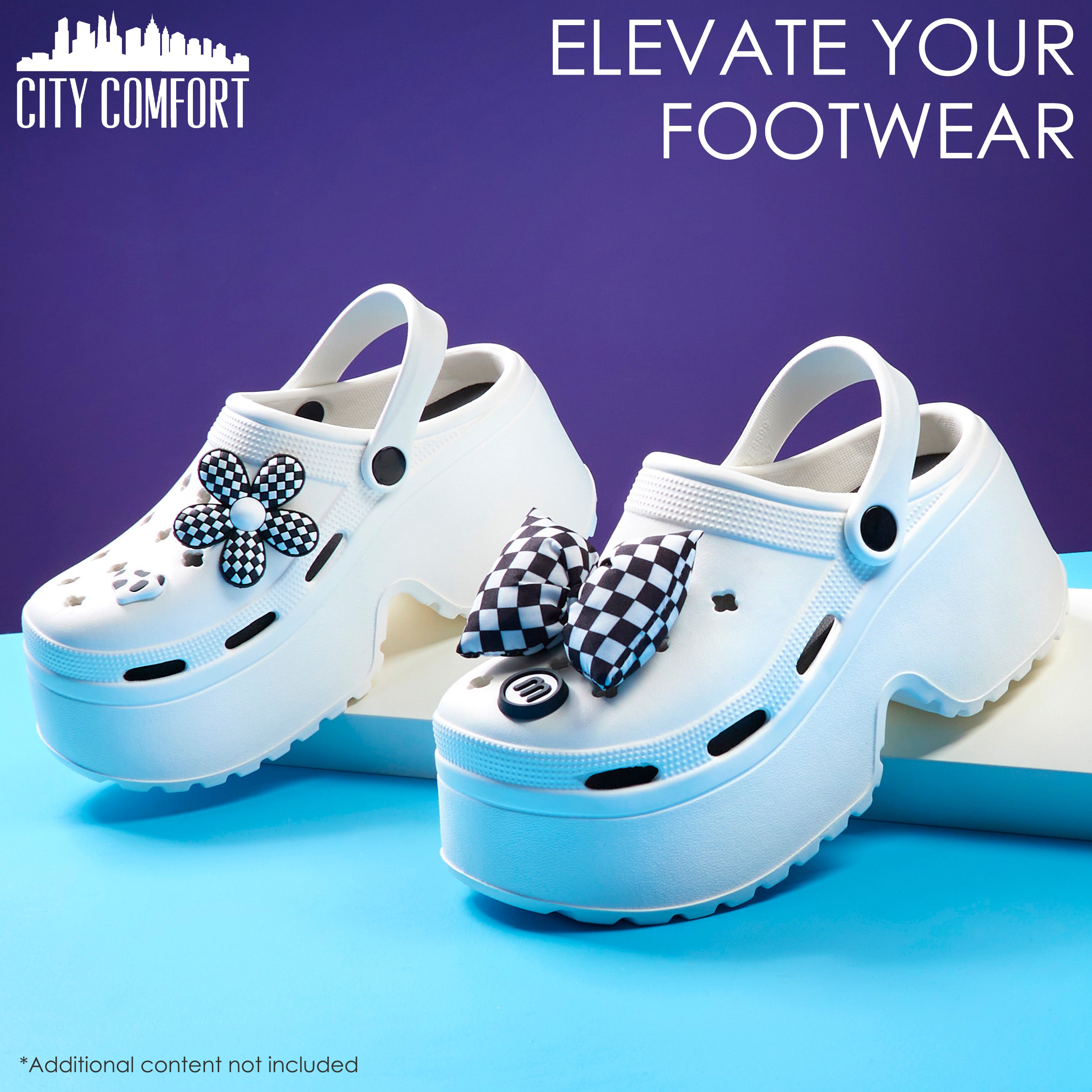 CityComfort Clogs for Women Platform Heeled Clogs Removable Charms Slip On Garden Mule Indoor Outdoor Holiday Essentials - Get Trend