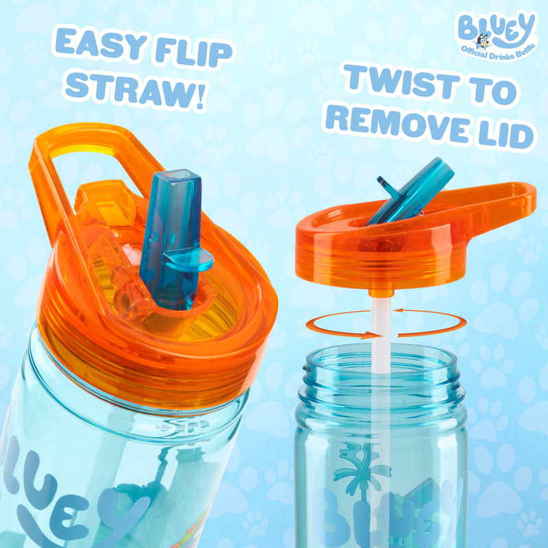 Bluey Water Bottle Kids 580ml Water Bottle with Straw BPA Free