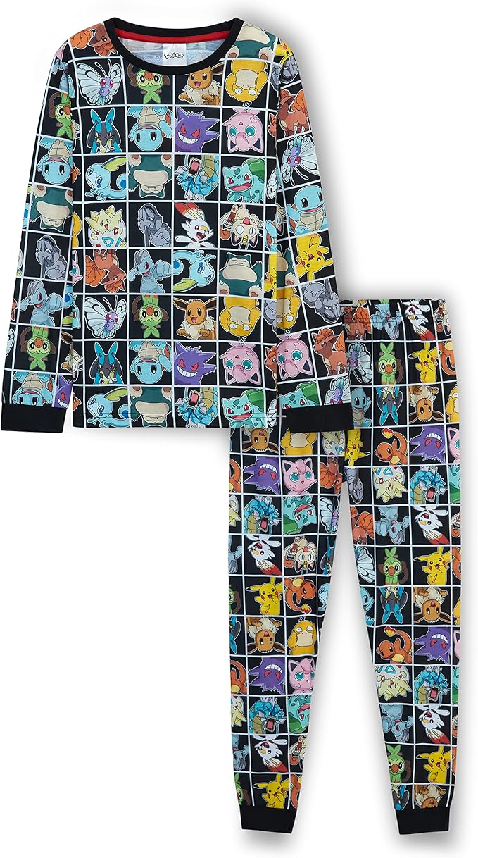 Pokemon Pyjamas for Boys & Teenagers Long PJs Set Soft Breathable Nightwear - Get Trend