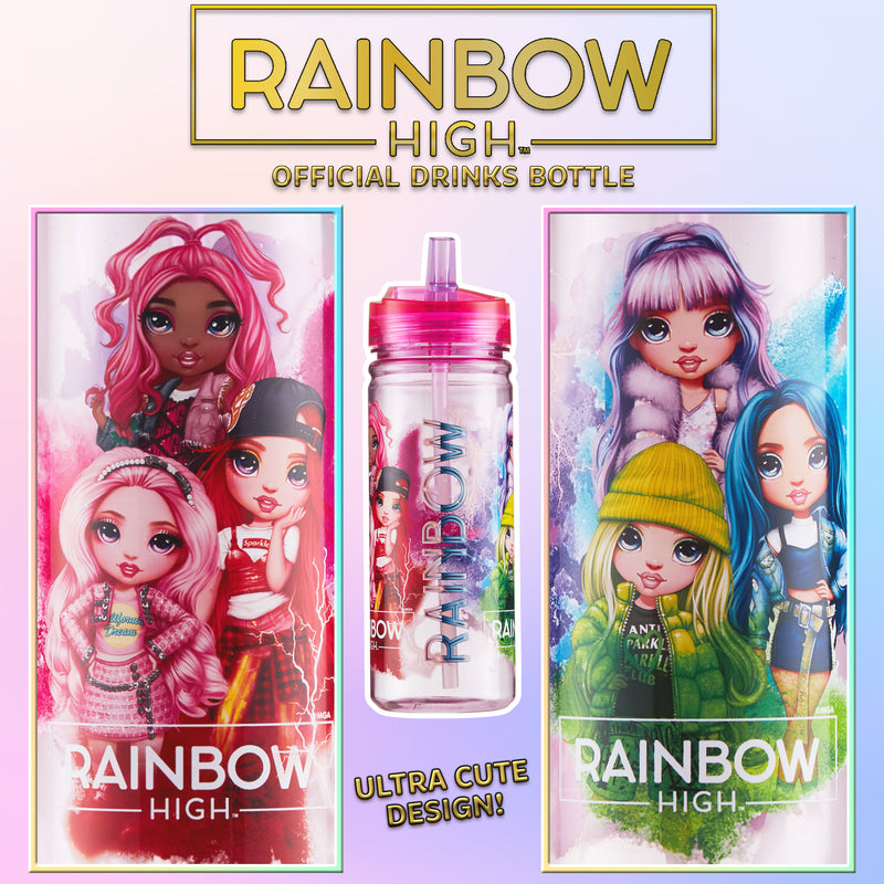 Rainbow High Water Bottle for Girls 580ml BPA Free Water Bottle With Straw