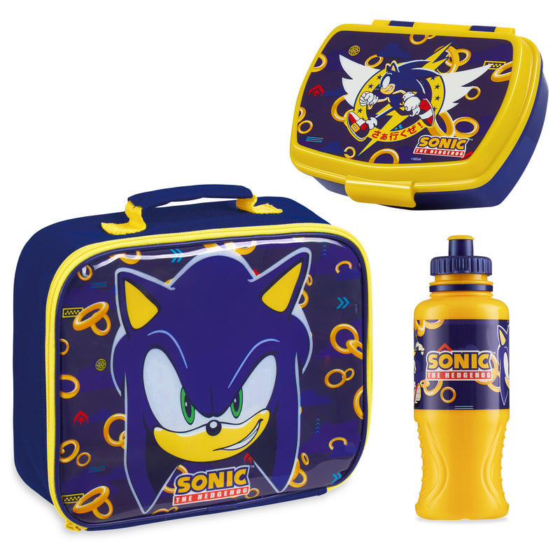 Sonic The Hedgehog Kids - 3 Piece Set Lunch Bag, Lunch Box & 430ml Water Bottle