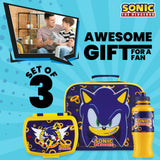 Sonic The Hedgehog Kids - 3 Piece Set Lunch Bag, Lunch Box & 430ml Water Bottle - Get Trend