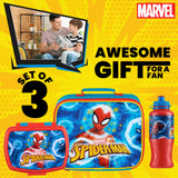 Marvel Kids Lunch Box 3 Piece Set Spiderman Insulated Lunch Bag Snack Box 430ml Water Bottle - Get Trend