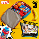 Marvel Kids Lunch Box 3 Piece Set Spiderman Insulated Lunch Bag Snack Box 430ml Water Bottle - Get Trend