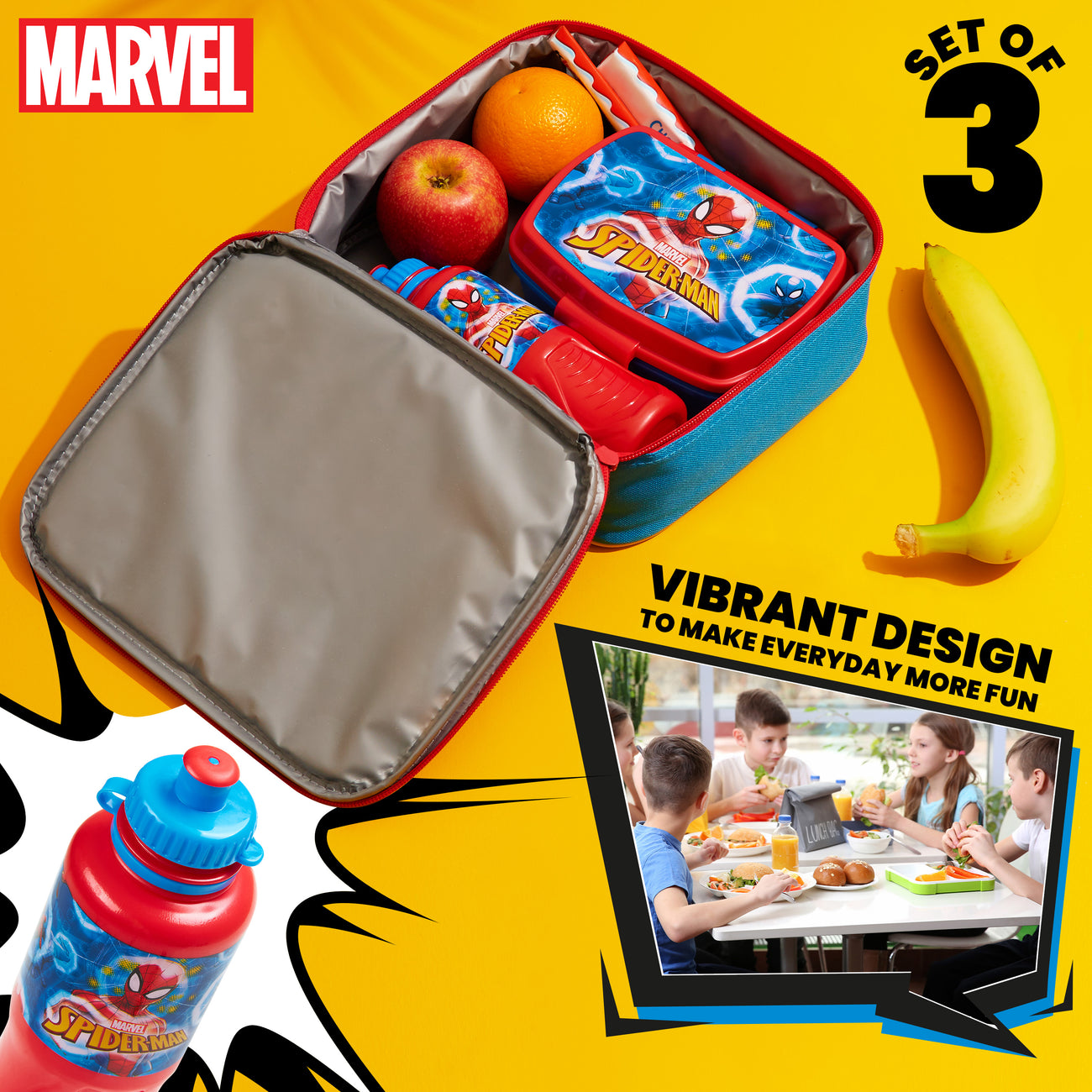 Marvel Shop Spiderman Lunch Box Travel Activity Set ~ Insulated