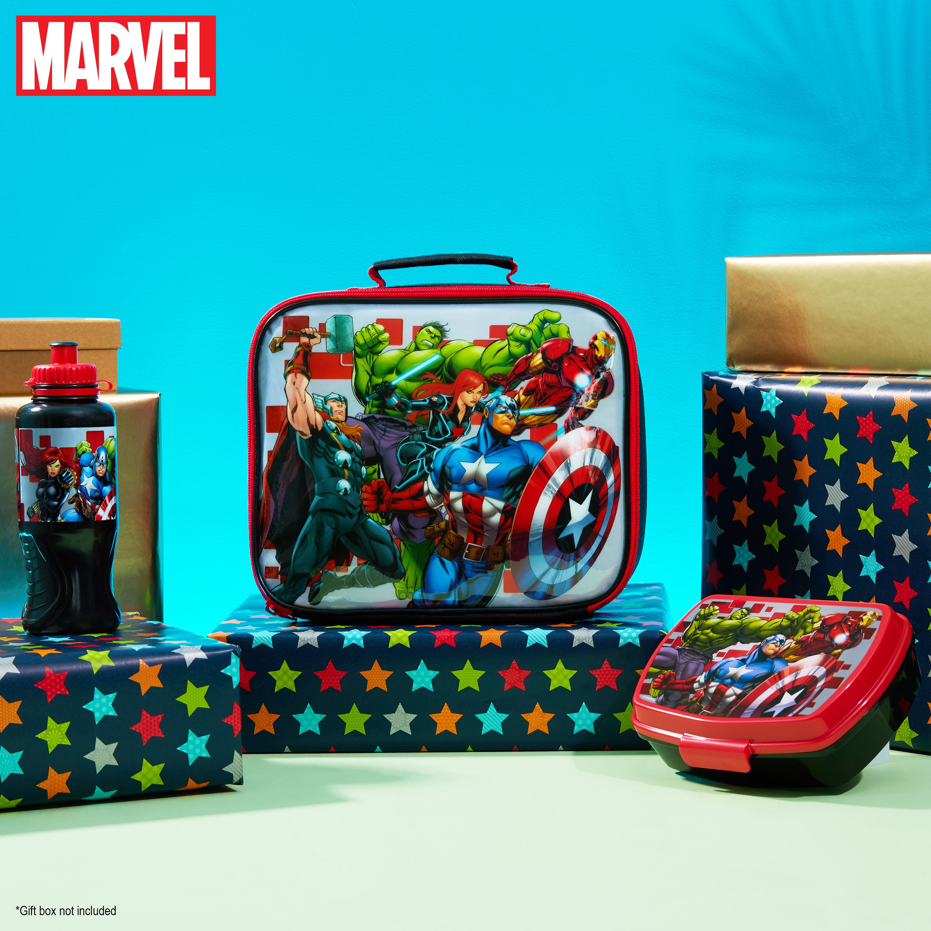 Marvel Kids Lunch Box 3 Piece Set Avengers Insulated Lunch Bag Snack Box 430ml - Get Trend