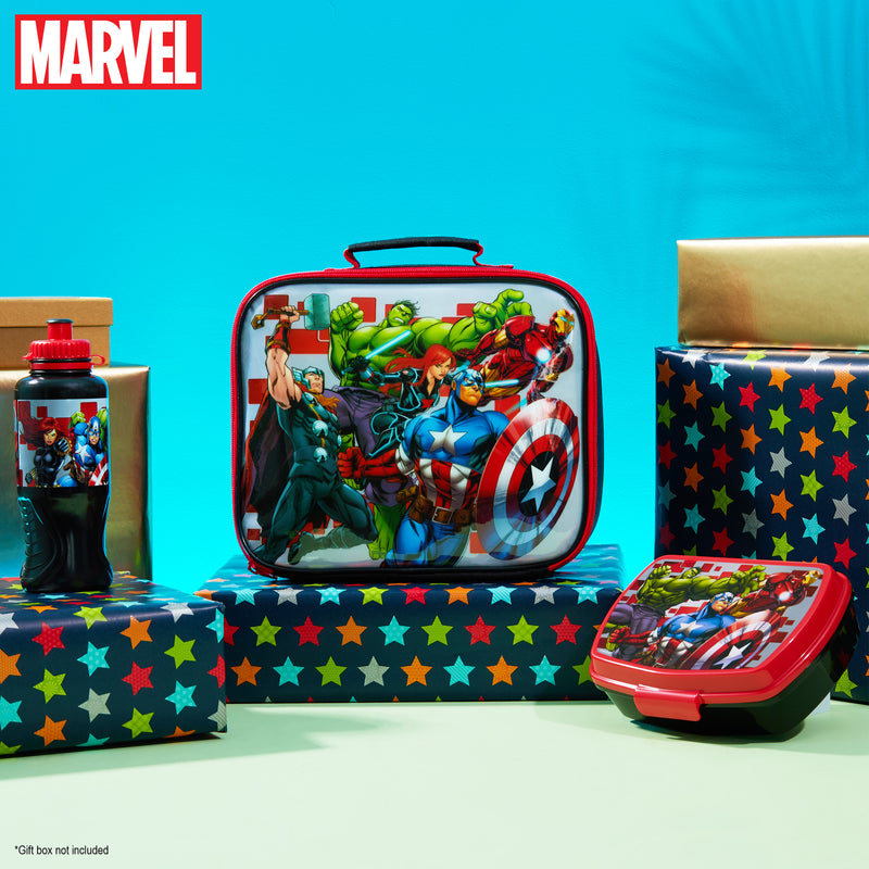 Marvel Kids Lunch Box 3 Piece Set Avengers Insulated Lunch Bag Snack Box 430ml
