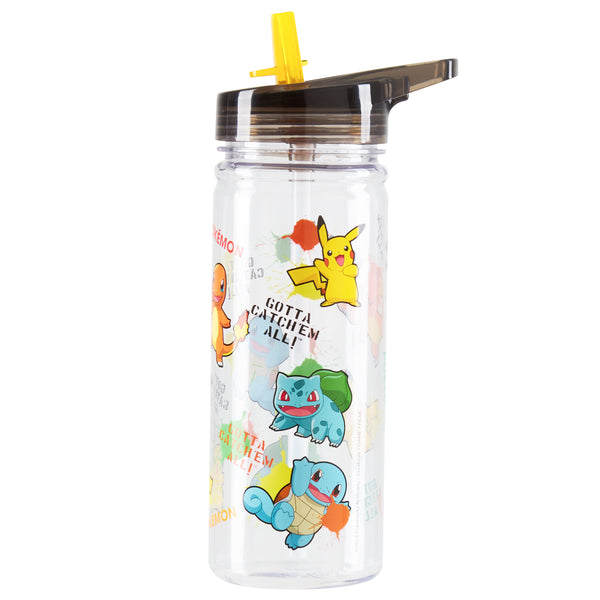Pokemon Water Bottle for Kids 580ml Plastic Water Bottle with Straw - Get Trend