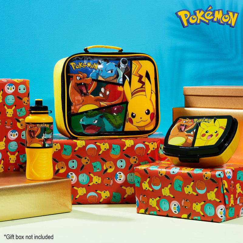 Pokemon Kids Lunch Box 3 Piece Set Insulated Lunch Bag Snack Box Pikac