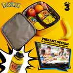 Pokemon Kids Lunch Box 3 Piece Set Insulated Lunch Bag Snack Box Pikachu 430ml Water Bottle - Get Trend