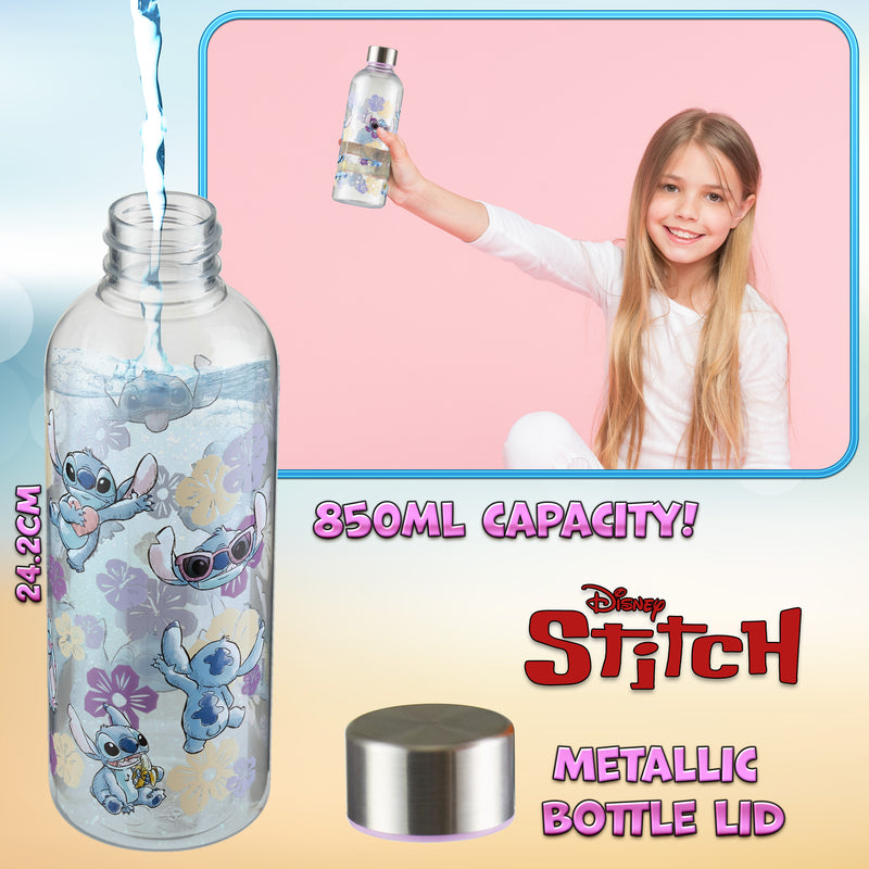 Disney Stitch Water Bottle 850ml Screw Top Bottle BPA  Free Drinks Bottle for Kids and Teenagers