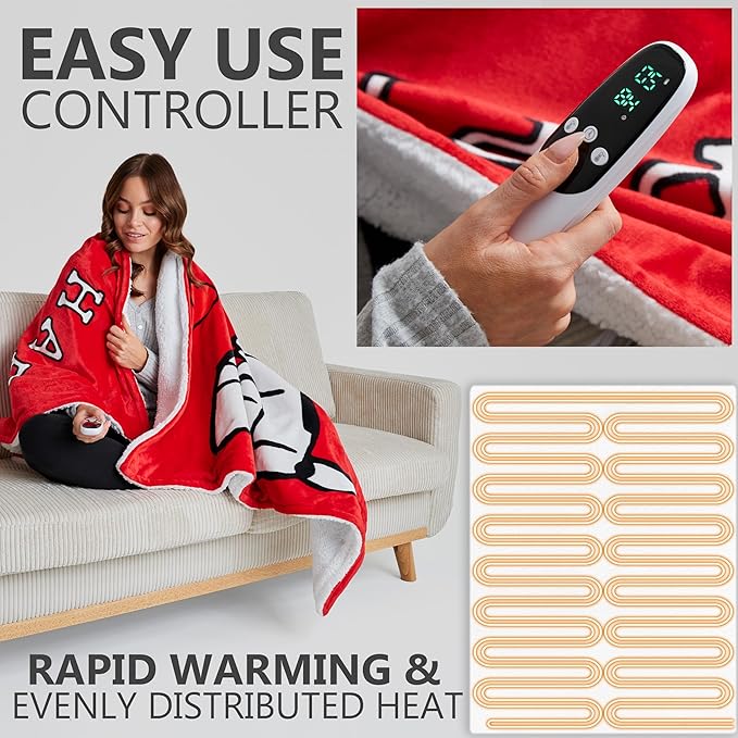 Get Trend Peanuts Snoopy Electric Blanket 150x200cm, Double Size Soft & Luxurious Sherpa Fleece Heated Blanket, 9 Heat Settings 12-Hour Auto-Off Timer (Red Snoopy, Double UK) - Get Trend