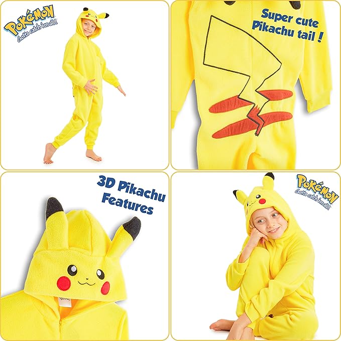 Pokemon Pikachu Onesies for Boys and Girls One Piece Kids Sleepsuit Jumpsuits Teenagers - Get Trend