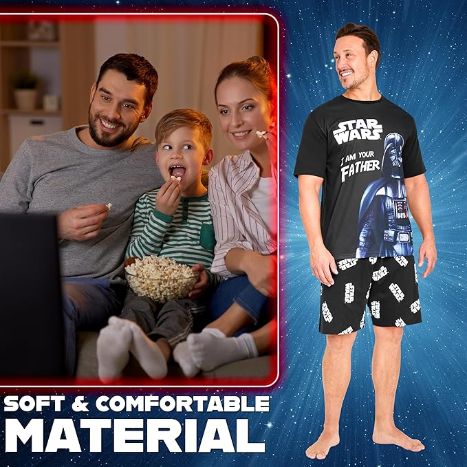 Disney Star Wars Mens Pyjamas Set Short PJs Soft Breathable Nightwear Loungewear Comfy Jammies Funny Sleepwear Baby Yoda Dad Gifts for Men - Get Trend