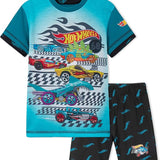 Hot Wheels Boys Pyjamas 2 Piece Summer Nightwear Set Short PJs Soft Breathable Lounge Wear Gifts for Boys - Get Trend