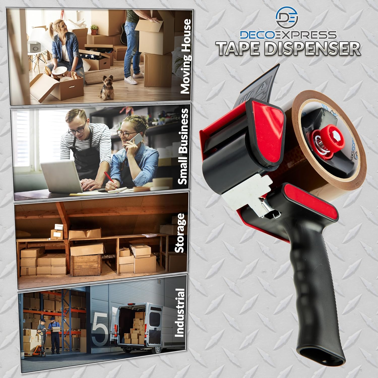 DECO EXPRESS Packaging Tape Dispenser Gun and 6 Rolls Parcel Tape Strong Brown - Get Trend