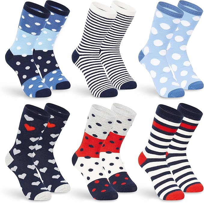 Tom Franks Ladies 6 Pack Design Cotton Rich Socks One Size - Get Trend