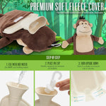Hot Water Bottle with  Monkey Fleece Cover 1 Litre Capacity Natural Rubber Hot Water Bottle - Get Trend