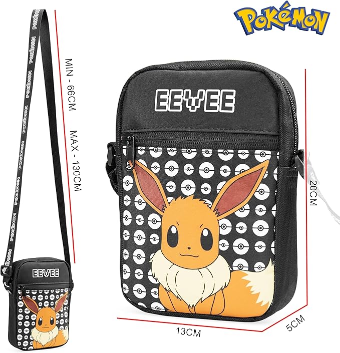 Pokemon Shoulder Bag Cross Body Bag for Kids - Adjustable Strap Kids - Eevee - Get Trend