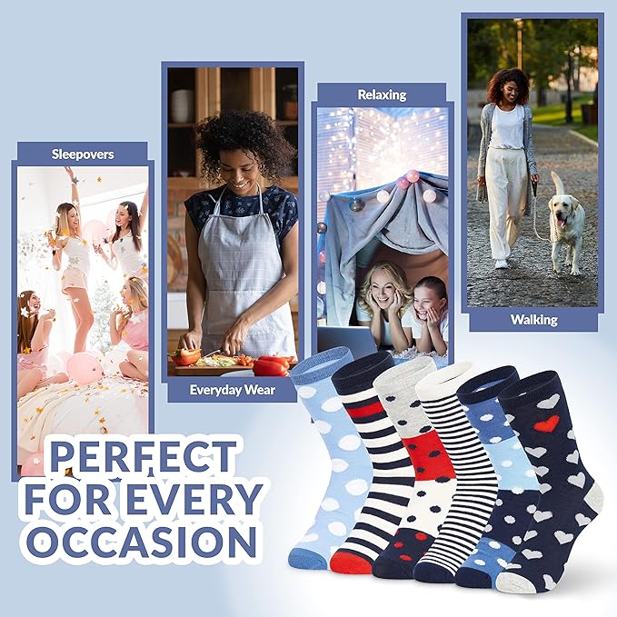 Tom Franks Ladies 6 Pack Design Cotton Rich Socks One Size - Get Trend