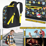 Pokemon Backpack for Kids Teenagers Pikachu Rucksack School Bag with Zipped Pockets