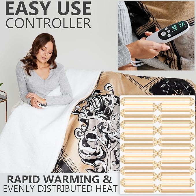 Harry Potter Electric Blanket 130x160cm, Single Size Soft & Luxurious Sherpa Fleece Heated Blanket - Get Trend
