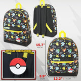 Pokemon Backpack for Kids Teenagers Pikachu Rucksack School Bag with Zipped Pockets