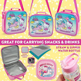 Get Trend Hello Kitty Lunch Bag Set for Kids Kawaii 3 Pcs with Snack Lunch Box