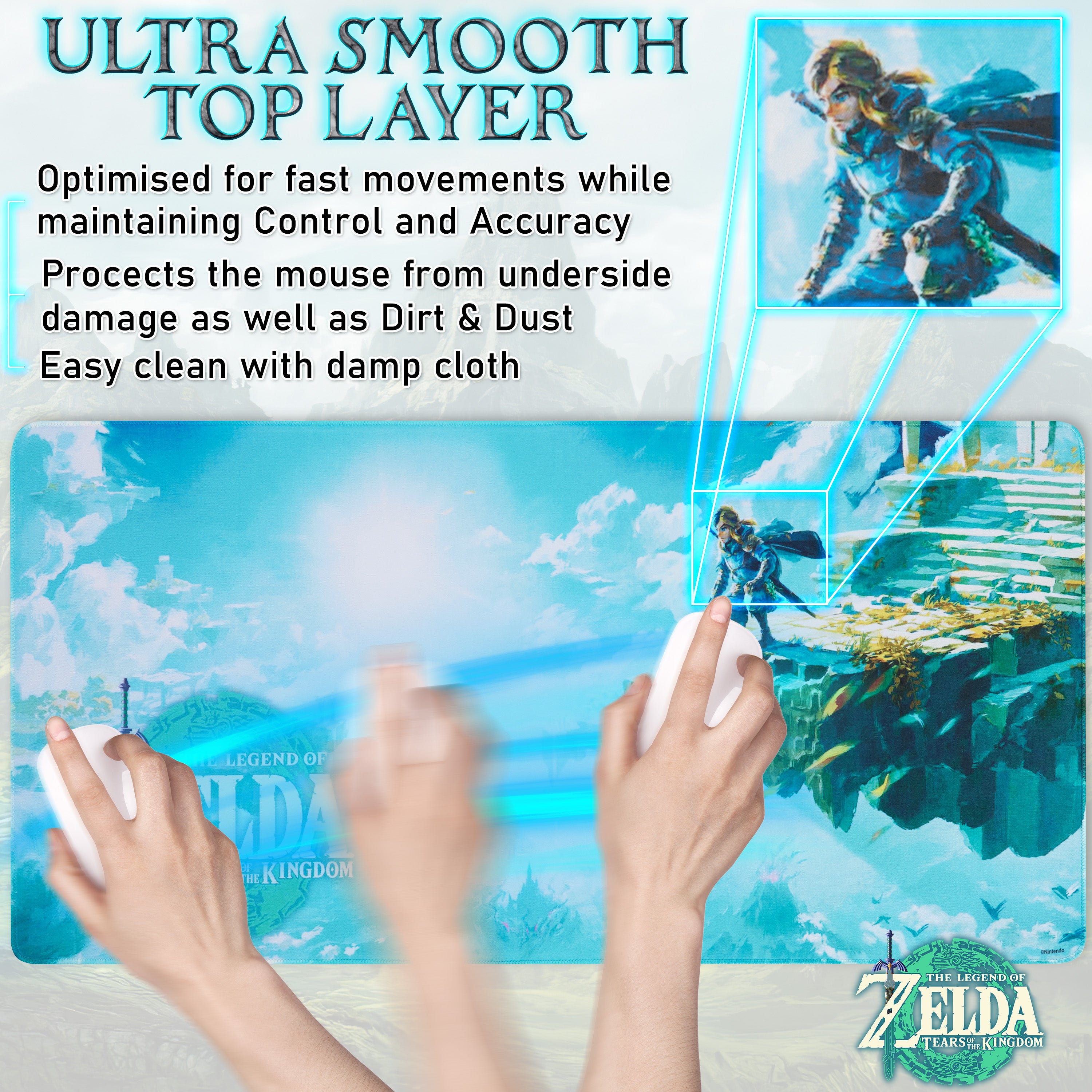 ZELDA Gaming Mouse Pad - Large Desk Mat 80 x 35cm Non Slip Home Office Desk - Get Trend