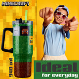 Minecraft Insulated Tumbler with Straw and Lid, Double Walled 940ml - Kids Gifts