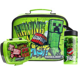 Minecraft Insulated Kids Lunch Bag Lunch Box and Kids Water Bottle 420ml, 3 Piece Set