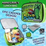 Minecraft Insulated Kids Lunch Bag Lunch Box and Kids Water Bottle 420ml, 3 Piece Set