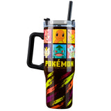 Pokemon Insulated Tumbler Travel Mug 940ml/33oz Anime Water Bottle with Straw & Handle - Get Trend