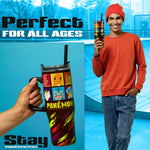 Pokemon Insulated Tumbler Travel Mug 940ml/33oz Anime Water Bottle with Straw & Handle - Get Trend