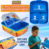Sonic The Hedgehog Lunch Box Set for Kids Multiple Snack Compartments and Water Bottle