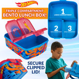 Hot Wheels Kids Lunchbox with Compartments & Water Bottle for School, Day Trips