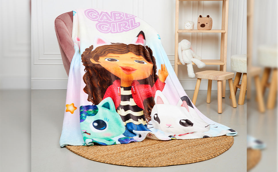 Gabby's Dollhouse Fleece Bed Blanket for Kids Super Soft Blanket Fleece Throws 150 x 130cm Warm Blankets - Gifts for Girls - Get Trend
