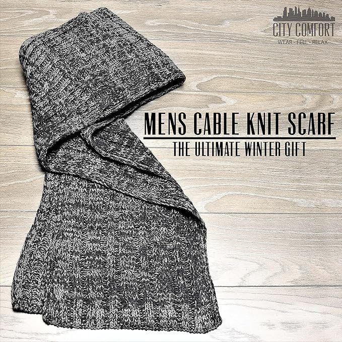 CityComfort Mens Knitted Scarf, Soft Cosy Winter Neck Scarf - Gifts for Men - Get Trend