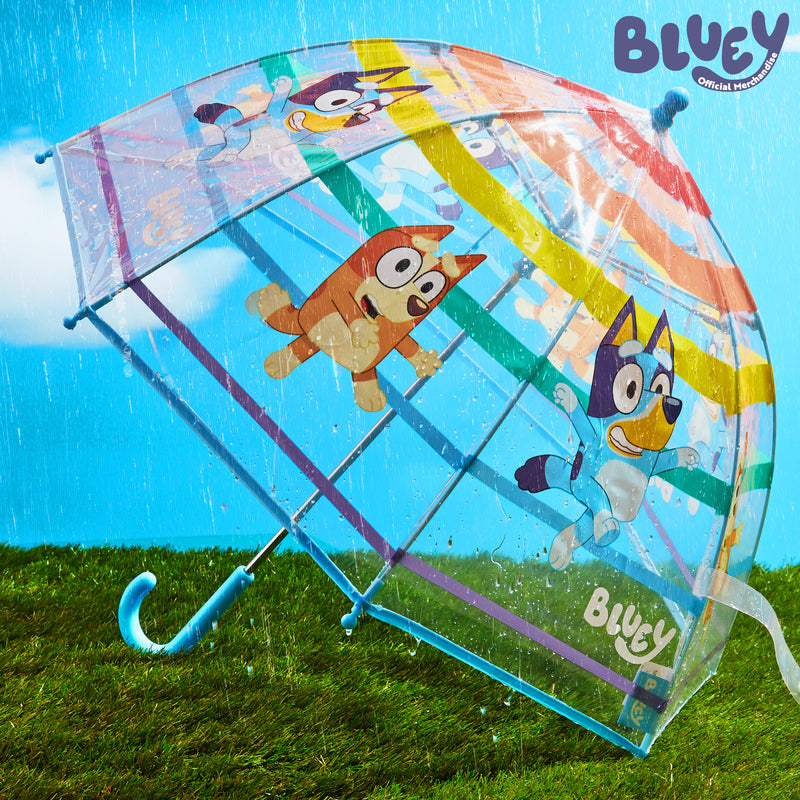 Bluey Stick Umbrella, Clear Dome Lightweight Kids Umbrella - Get Trend