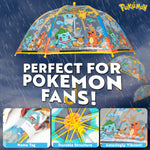 Pokemon Stick Umbrella, Clear Dome Lightweight Kids Umbrella - Get Trend