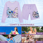 Disney Stitch Girls Tracksuit Set for Kids Teenagers 2 Pcs Crewneck Sweatshirt & Jogger Shorts - Get Trend