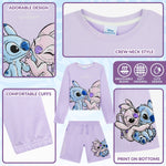 Disney Stitch Girls Tracksuit Set for Kids Teenagers 2 Pcs Crewneck Sweatshirt & Jogger Shorts - Get Trend