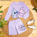 Disney Stitch Girls Tracksuit Set for Kids Teenagers 2 Pcs Crewneck Sweatshirt & Jogger Shorts - Get Trend