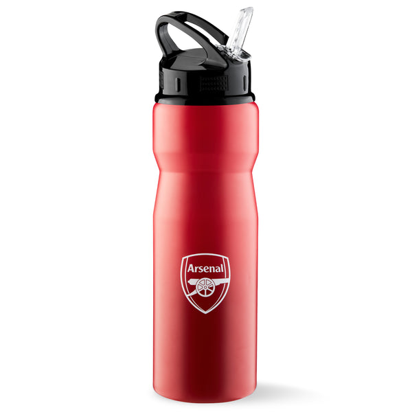 Arsenal F.C. Water Bottle with Straw - Metal Water Bottle for Football Fans