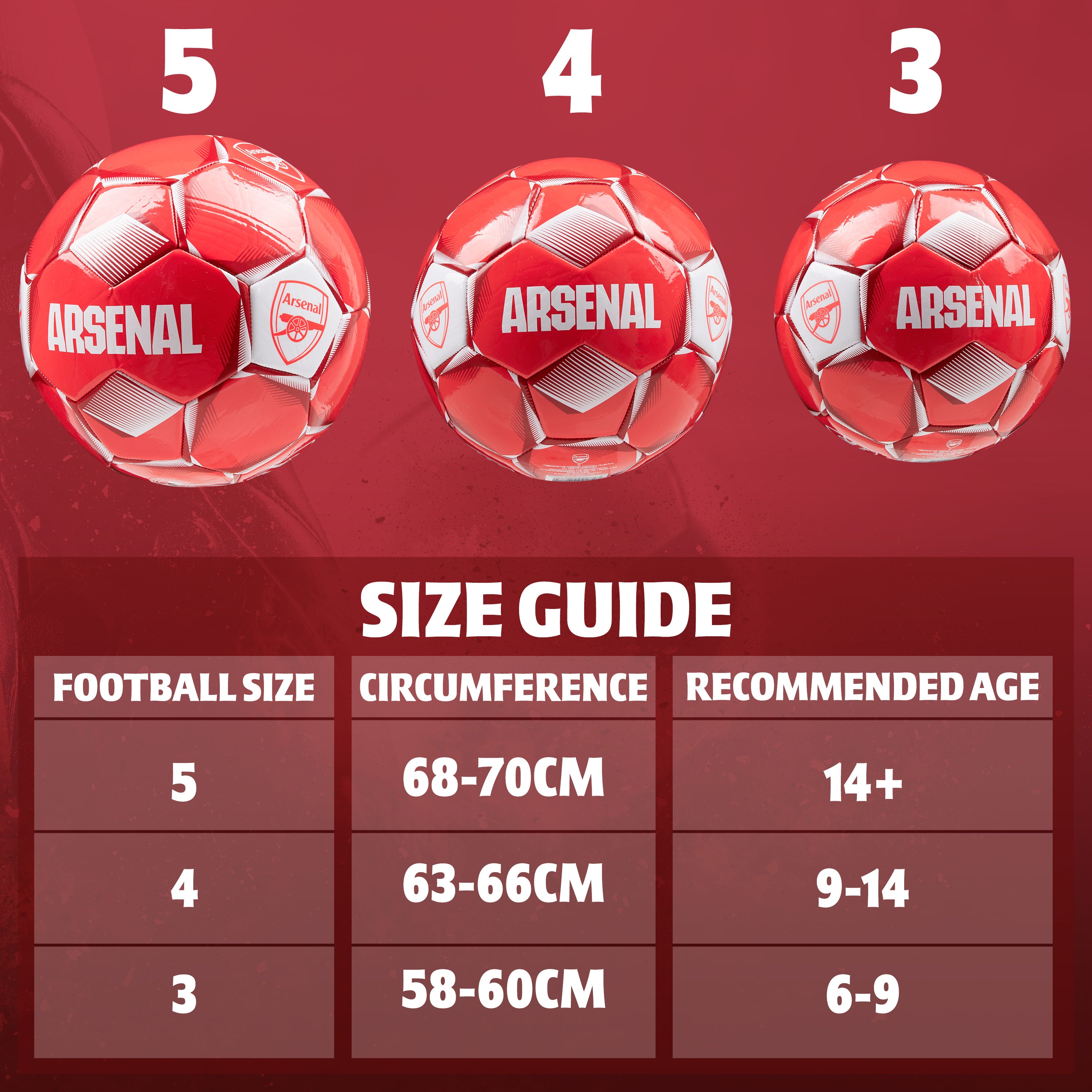 Arsenal F.C. Football Soccer Ball for Adults & Teenagers - Size 3 - Get Trend