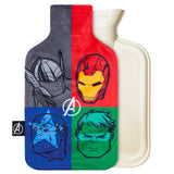 Marvel Hot Water Bottle with Fleece Cover - 1.7 or 2 Litre Capacity Rubber Hot Water Bag Long - Cosy Gifts for Men (Multi Avengers)