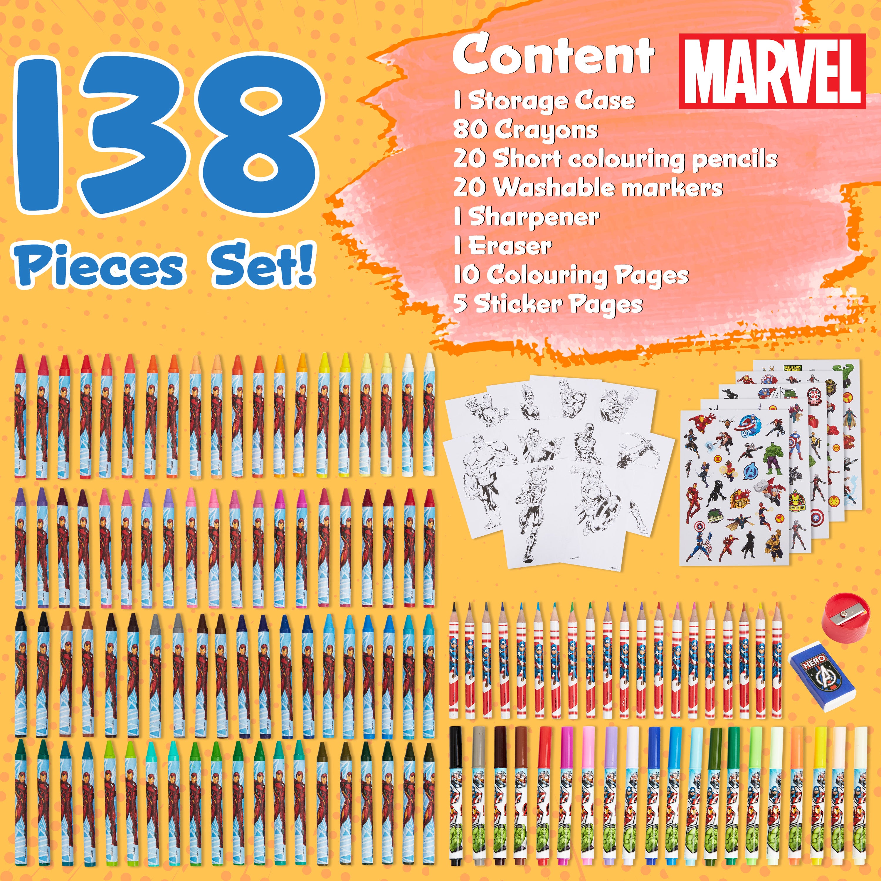 Marvel Avengers Art Set for Kids Colouring Pens Colouring Pencils - Multi Avengers - Get Trend