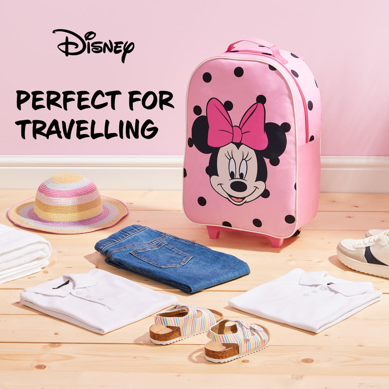 Disney Suitcase for Girls, Carry On Minnie Mouse Travel Bag with Wheels